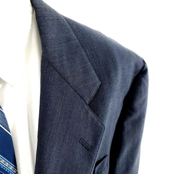 DAMAGED Hart Schaffner Marx Wool 2 Button‎ Blazer 44R Blue Portly Viracle - Picture 2 of 11